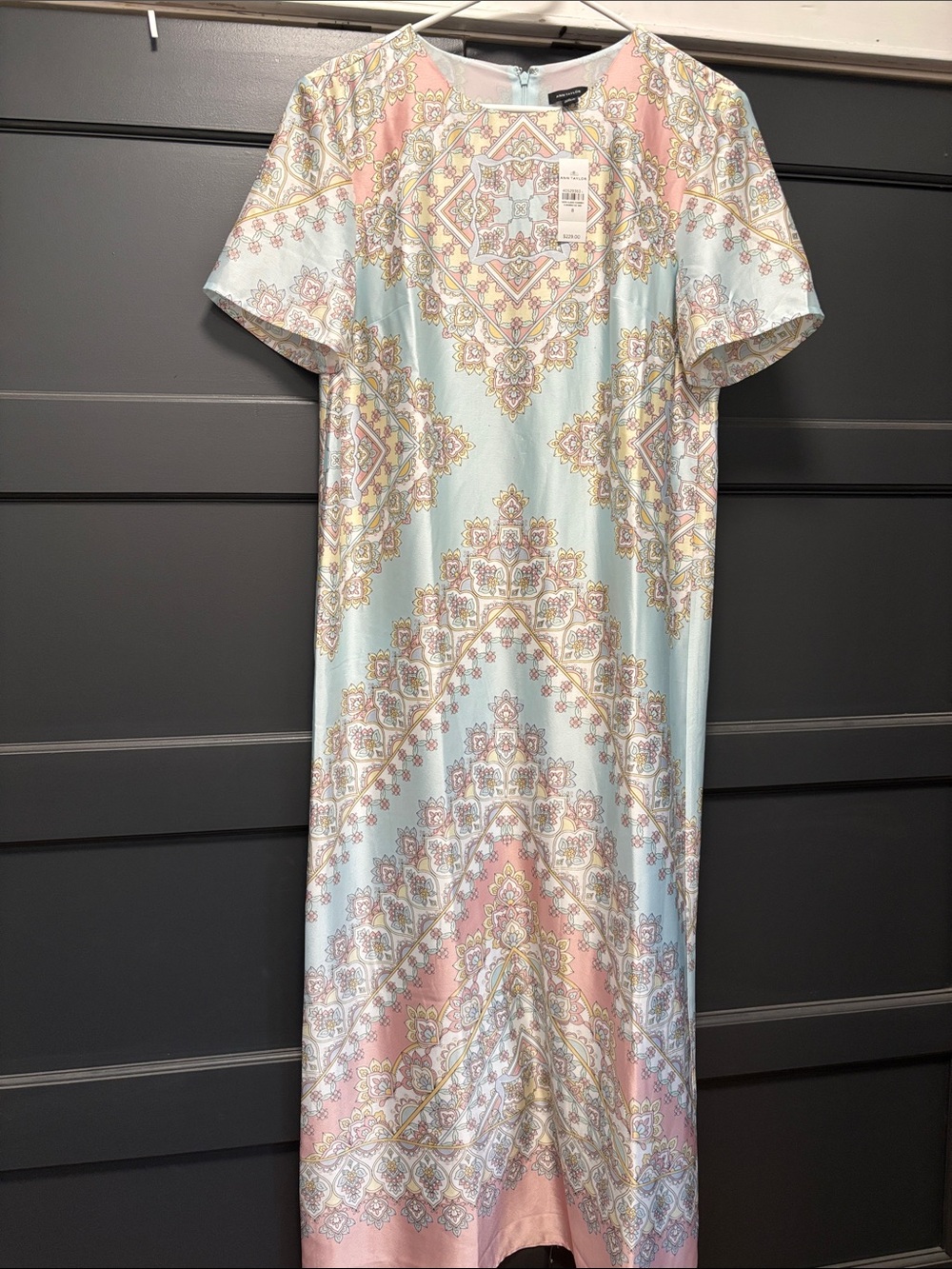 Ann Taylor Pastel Paisley Maxi Dress in Light Blue and Pink